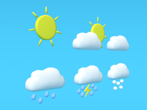 low poly cartoon weather symbols 3D Model