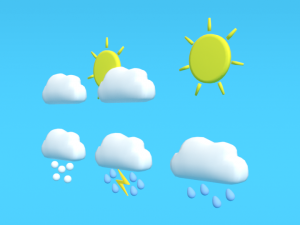 low poly cartoon weather symbols 3D Model