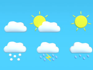 low poly cartoon weather symbols 3D Model