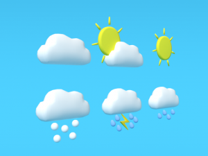 low poly cartoon weather symbols 3D Model