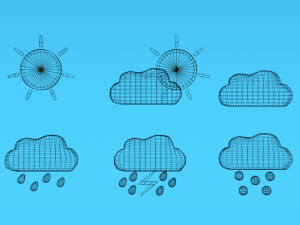 low poly cartoon weather symbols 3D Model