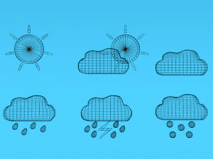 low poly cartoon weather symbols 3D Model