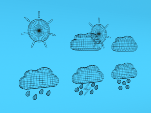 low poly cartoon weather symbols 3D Model