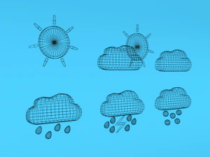low poly cartoon weather symbols 3D Model