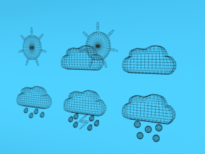 low poly cartoon weather symbols 3D Model