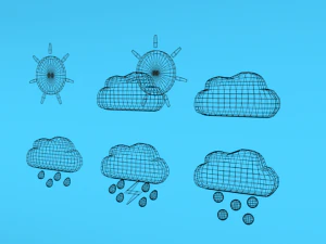 low poly cartoon weather symbols 3D Model