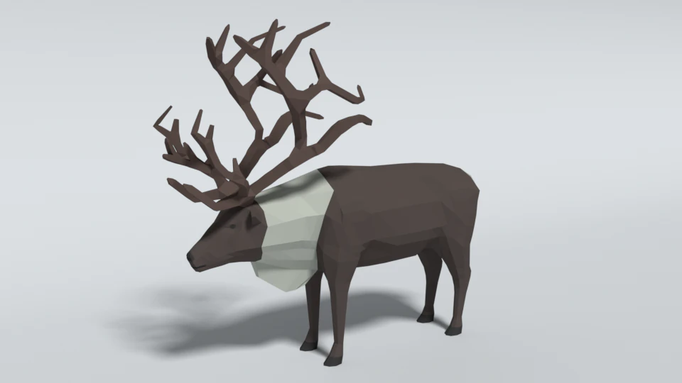 low poly cartoon reindeer 3D Model .c4d .max .obj .3ds .fbx .stl .blend 