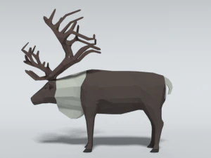 low poly cartoon reindeer 3D Model