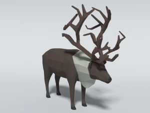 low poly cartoon reindeer 3D Model