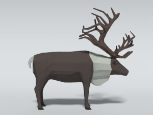 low poly cartoon reindeer 3D Model