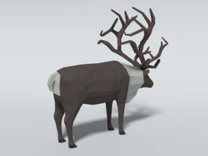 low poly cartoon reindeer 3D Model