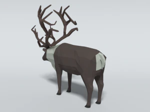low poly cartoon reindeer 3D Model