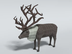 low poly cartoon reindeer 3D Model