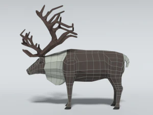 low poly cartoon reindeer 3D Model