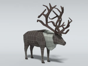 low poly cartoon reindeer 3D Model