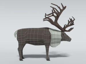 low poly cartoon reindeer 3D Model