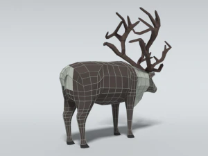 low poly cartoon reindeer 3D Model