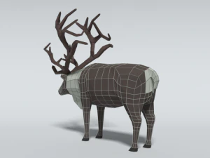 low poly cartoon reindeer 3D Model