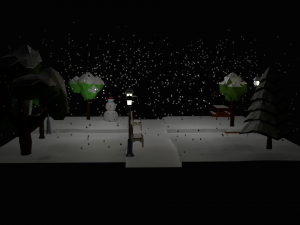 low poly cartoon winter park at night 3D Model