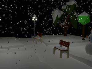 low poly cartoon winter park at night 3D Model