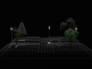 low poly cartoon winter park at night 3D Model