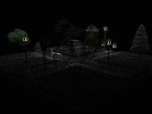 low poly cartoon winter park at night 3D Model