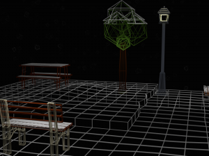 low poly cartoon winter park at night 3D Model