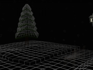 low poly cartoon winter park at night 3D Model