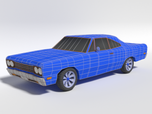 low poly cartoon plymouth roadrunner car 3D Model