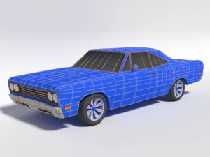low poly cartoon plymouth roadrunner car 3D Model