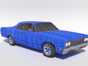 low poly cartoon plymouth roadrunner car 3D Model