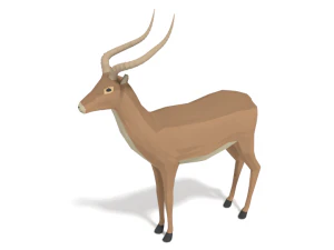 low poly cartoon african antelopes pack 3D Model