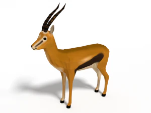 low poly cartoon african antelopes pack 3D Model