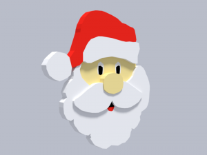 low poly cartoon santa claus face decorative object 3D Model