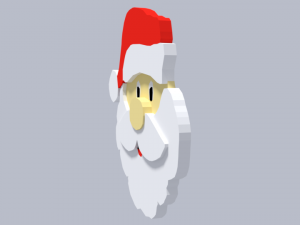 low poly cartoon santa claus face decorative object 3D Model