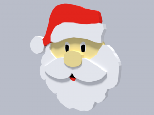 low poly cartoon santa claus face decorative object 3D Model