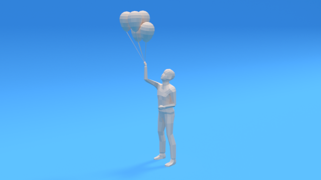 low poly kid holding balloons Modelo 3D .c4d .max .obj .3ds .fbx .stl .blend 