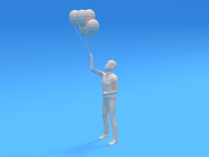 low poly kid holding balloons 3D Модель