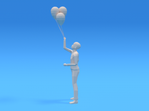 low poly kid holding balloons Modelo 3D