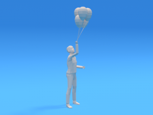 low poly kid holding balloons Modelo 3D