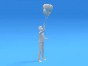 low poly kid holding balloons 3D Model