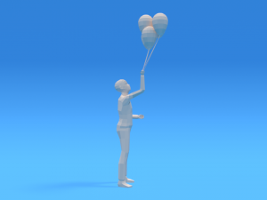 low poly kid holding balloons Modelo 3D