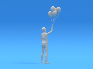 low poly kid holding balloons Modelo 3D