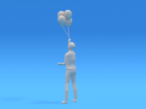 low poly kid holding balloons Modelo 3D