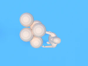 low poly kid holding balloons 3D Model