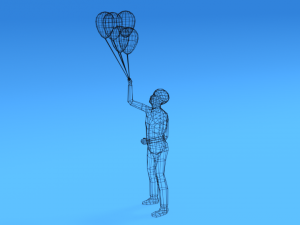low poly kid holding balloons Modelo 3D
