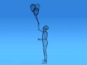low poly kid holding balloons Modelo 3D