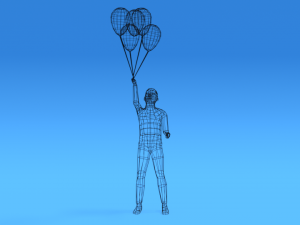 low poly kid holding balloons Modelo 3D