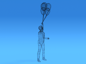 low poly kid holding balloons Modelo 3D