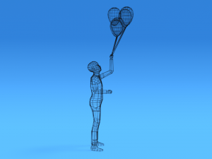 low poly kid holding balloons Modelo 3D